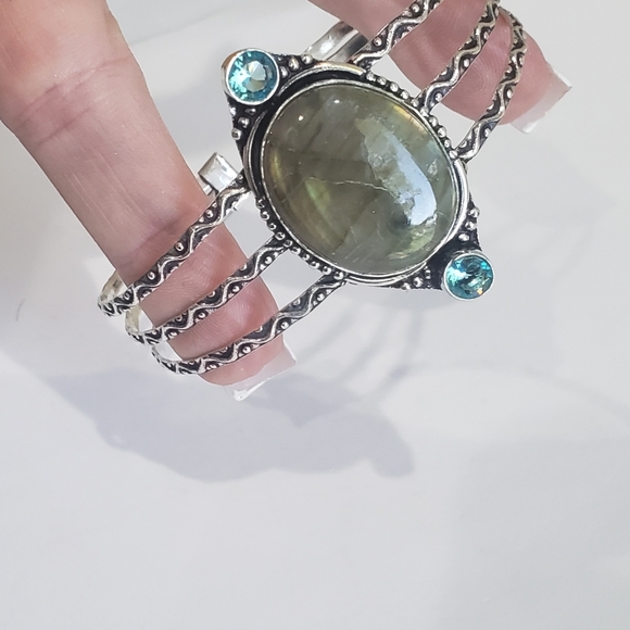 Labradorite, Blue Topaz gemstone,  925 silver bracelet - Picture 12 of 12